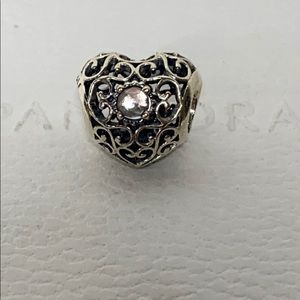 New Pandora Signature Heart Sterling Silver April 925 Ale